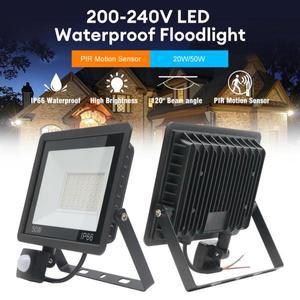 LED PIR 모션 센서 팬라이트 20W 50W 인체 감지등 IP66 방수 옥외 벽등 가든 스포트라이트
