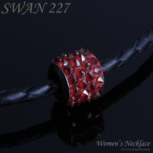 스와로브스키 목걸이 / 천연가죽줄 블랙 / SWAN 227 Necklace for her