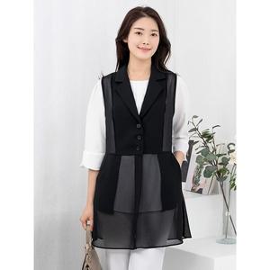 [하프클럽/]엄마옷 쉬폰 카라 정장 조끼 VE403113 마담 미시 중년여성 빅사이