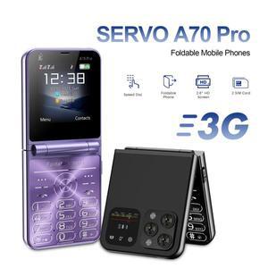 SERVO A70 Pro 프로 플립 휴대폰, 3G WCDMA 2 나노 SIM 대기 속도 다이얼, MP4 토치, 4 가지 색상 디자인,