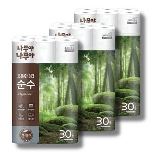 잘풀리는집 나무야나무야 도톰한 3겹 순수 27m 30롤 3팩 집들이