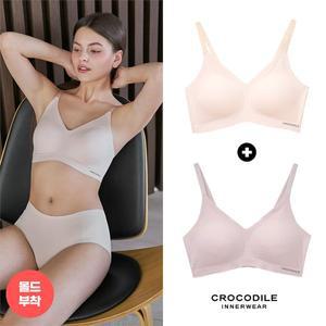 [감탄브라] [크로커다일]라이크라 쉘론 몰드부착 스트랩 감탄브라 2종 라이트베이지+퍼플그레이 CDWBR5M...