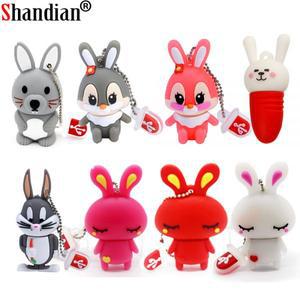 3.0 USB 메모리 3.2 드라이브 대용량 C타입 귀여운 토끼 플래시 64 기가 바이트 만화 펜 32 크리 에이 티브