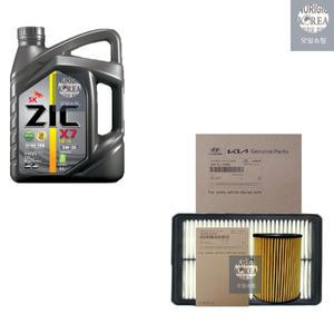 ZIC 카니발 4세대 KA4 디젤 지크 X7 LS 5W30 6L C2 C3 순정 필터 엔진오일세트