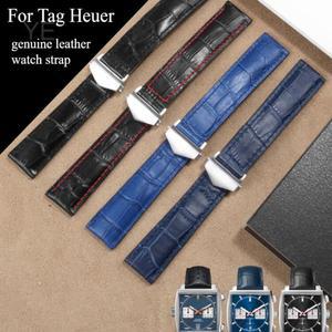 Tag Heuer 시리즈용 천연 가죽 시계 밴드, 뛰어난 공기 투과성, 탄성 방수 스트랩, 접이식 버클, 20mm,