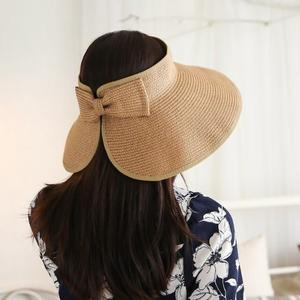 [hat'scompany]썬캡 밀짚 자외선차단 비치 리본 여성모자 돌돌이 이지테일
