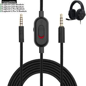 Logitech G433 G Pro X 게이밍 헤드셋음소거 볼륨 조절 클립 포함용 2.0M 편조 교체 케이블 연장 코드 와이