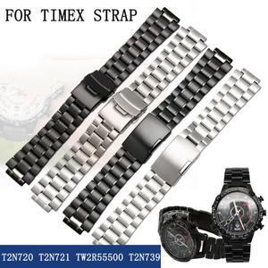 TIMEX T2N720 TW2R55500 T2N739 스테인레스 스틸 시계 밴드 남성용 스트랩 24*16mm 러그 엔드 메탈 팔찌 블