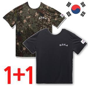 [에이크런]국산 로카티 블랙 육군 1+1 ROKA 쿨론 코리아아미 반팔티 학교반티 태극기 KOREA ARMY