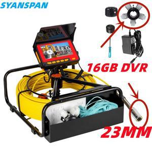 SYANSPAN 하수도 배수구 산업용 내시경 DVR 16GB FT 카드 23mm 카메라 파이프 검사 카메라 8500MHA 배터리