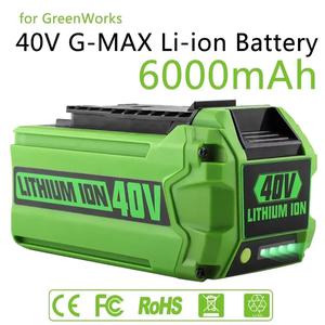 잔디 깍는 기계 및 전동 공구용 40V 6Ah GreenWorks G-MAX 리튬 이온 교체용 배터리 - 제조업체 호환 Green