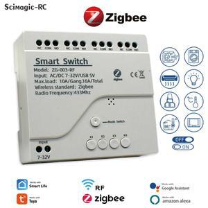 지그비 스마트 홈 스위치 모듈 스마트싱스 투야 앱용 릴레이 RF433 알렉사 조명 작동 4 채널 12V 24V 32V 220V