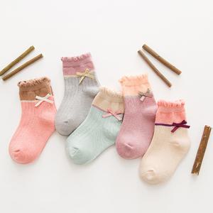 양말폭탄 아동 리본 포인트 레이스 5켤레 [M/L]