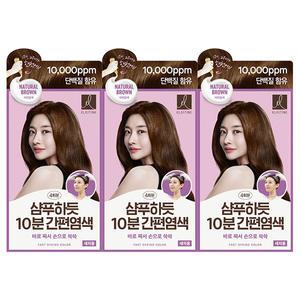 엘라스틴 샴푸하듯 10분간편 염색약 자연갈색, 80g, 3개