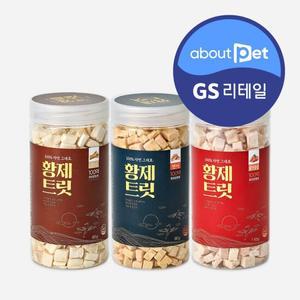 [3종세트] 황제트릿 동결건조 유산균 북어+닭가슴살+연어 3종 강아지 간식