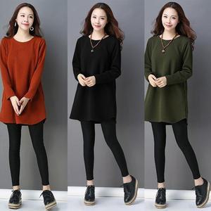 여성 빅사이즈 긴팔티셔츠 체형커버 힙가림 롱기장 간절기룩 루즈핏A라인
