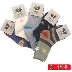 [XBIHM8M7]아동 3 4세 중목 발목별 양말 5켤레 랜덤
