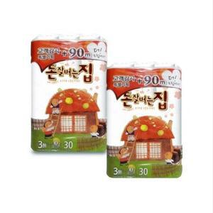 삼정펄프 돈잘버는집 3겹데코 33m 30롤 화장지 2팩