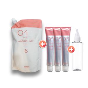 아모스 칼라제닉 잇츠글로우 염색약 NEW 3개+ 디벨로퍼(산화/탈색)+80ml용기 자연스러운염색