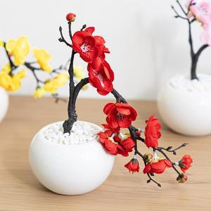 달항아리 매화 화분set 21x22cm (4컬러) 인테리어 봄 꽃 조화 테이블 장식 행사 소품