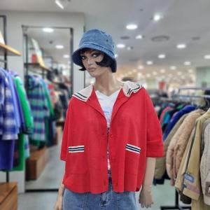 베네통/애플아울렛/ 백 버섯 자수 후드 배색 가디건/BAKCA5531