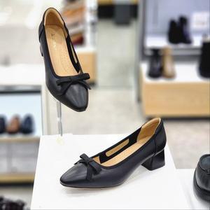 [탠디]X242034 여성 4cm 리본장식 컴포트 펌프스 구두 블랙