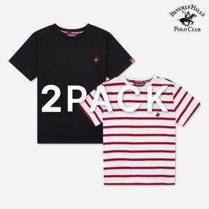 [폴로클럽] 로고+스트라이프반팔티셔츠 2PACK