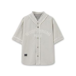 우영미 그레이 베이스볼 로고 셔츠 W251SH32874G