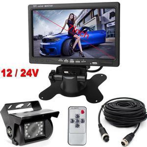 4핀 15M 버스 트럭 카라반 RV 후방카메라 7인치 모니터 후방 카메라 세트 12V-24V