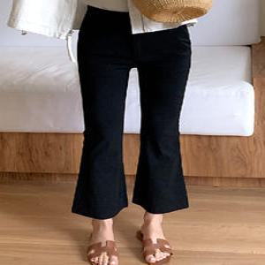 사방스판 치즈 세미부츠컷 블랙 팬츠 (one color) 키작녀추천