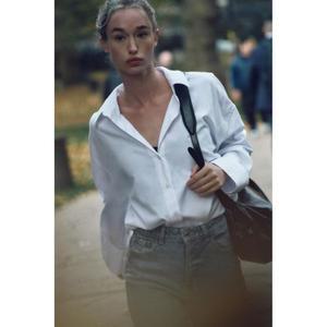 [정품] 자라 셔츠 데일리 남방 데이트룩 출근룩 ZARA 면 옥스퍼드 - 화이트591045