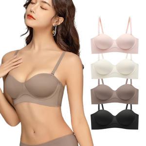 투웨이 볼륨업 브라 노와이어 오프숄더 튜브탑 반컵 일체형 처진가슴 뽕 브라 4color
