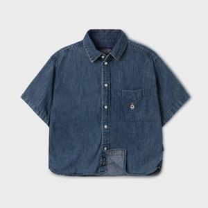 [후아유] Steve Denim Crop Short Sleeve Shirts (WHYJF2522F)