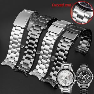 세이코 Timex Citizen Casio 스테인레스 스틸 스트랩 20mm 22mm 24m 무광택 시계 밴드 체인 팔찌 용 곡선