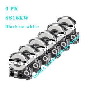 LW-300 호환 엡손 킹짐 라벨 카세트 SS18KW LC-5WBN9 18mm 블랙 온 화이트 6/10 PK