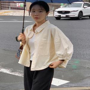 퍼프 스트링 코튼 반팔 셔츠 자켓 (2color)