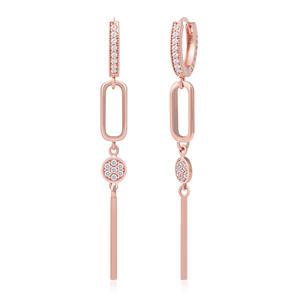 14K 금침 이어링 로즈골드 미헬레 큐빅 심플 롱 드롭 심플 여자 데일리 원터치 금 귀걸이