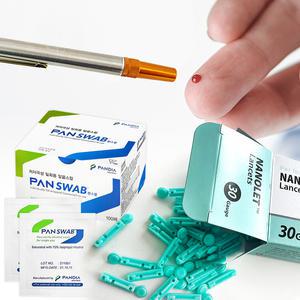 스텐사혈기+사혈침200개+알콜솜100매  체혈기세트