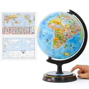 맵소프트 24cm 키즈 타임존 지구본 (24-KZ)/인테리어/어린이지구본 랜드마크 세계유산 동물 일러스트 그림
