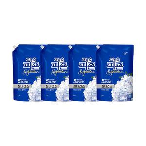 피죤 고농축 섬유유연제 시그니처 리필, 아이스플라워, 1.6L, 4개