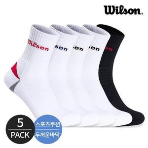 [윌슨] 남성 스포츠 쿠션 발등메쉬 힐포인트 중목양말 5P_MX