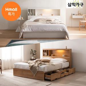 [삼익가구]클로드 책장형 LED 4단 수납 침대(매트제외-슈퍼싱글)