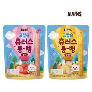 [엘빈즈]고칼슘 츄러스 롱뻥 2단계 6봉 /아기과자