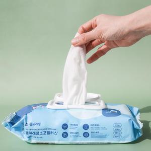 쉼표리빙 물걸레청소포플러스 특대형 캡형 고급형 청소물티슈 30매X3팩＋밀대