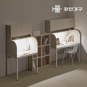 장인가구 토모 집중력 1인용 독서실 책상 철제형 800 (LED조명  상부수납장)