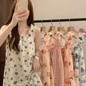 브라캡내장원피스 잠옷 파자마 편한 나시 노브라 일체형