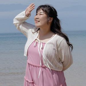 [제작] [김민경 화보] 피아 네트 조직 가디건 75223 빅사이즈 여성의류