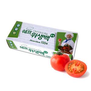 쉐프 위생백 중형 (25*35) 100매 롤팩 위생롤백 롤백 위생팩 크린백 비닐팩 봉투