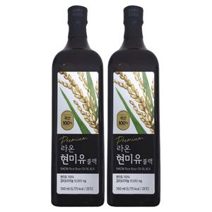 라온 현미유 블랙 700ml 2개 NON GMO 대용량 국산100% 국내산 프리미엄 미강유