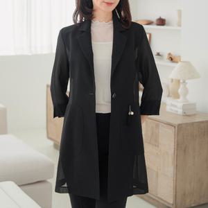 [드리다]드리다 여성 여름 시스루 7부 스판 빅사이즈 정장 롱 자켓 40-50대 미시 중년여성 엄마옷 하객 상